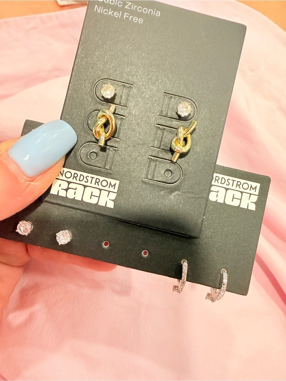 Gold Knot Drop and Clear Crystal Stud Earring Set - Nordstrom Rack